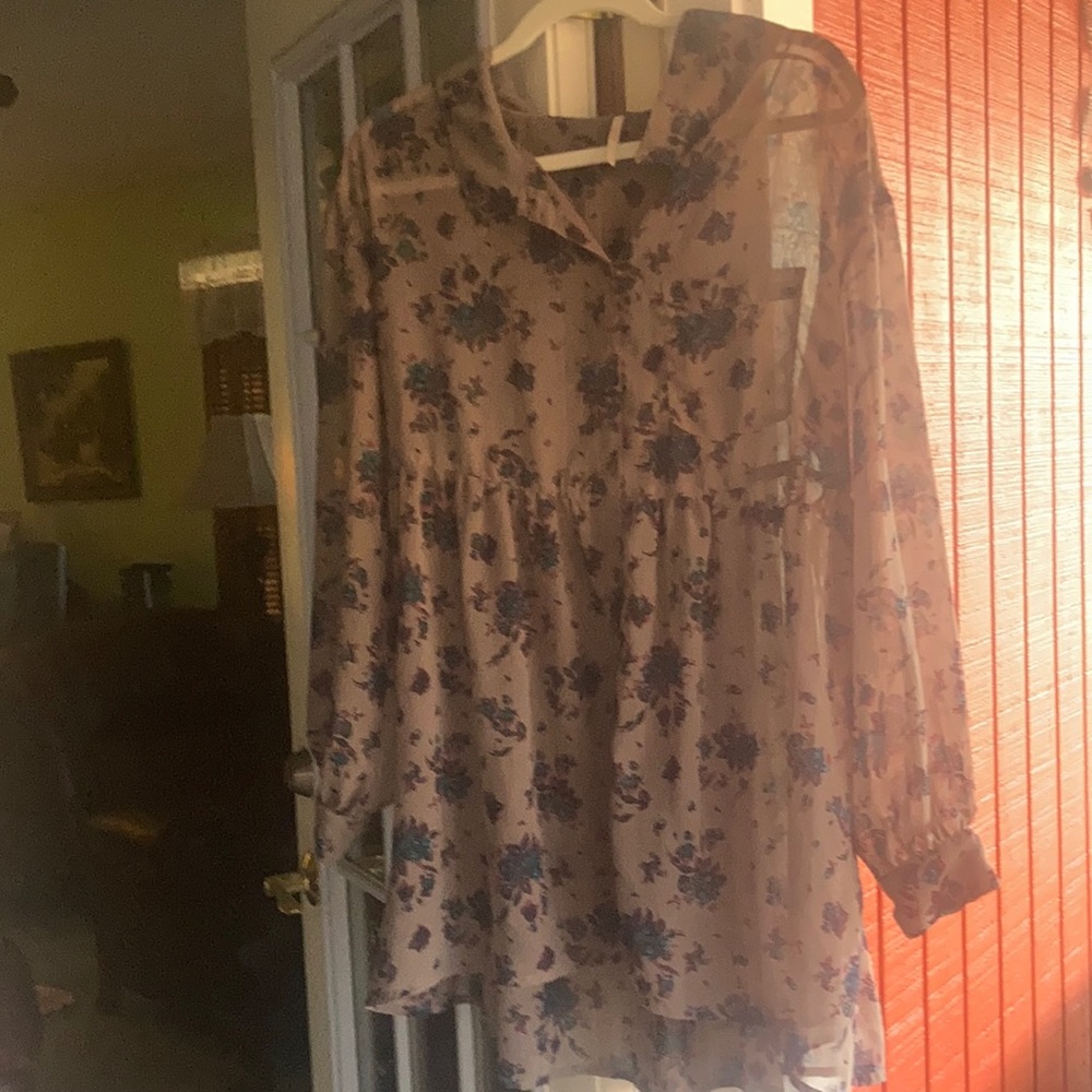 Free people sheer button down tunic